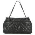 Chanel Black Quilted Caviar Large CC Tote Bag