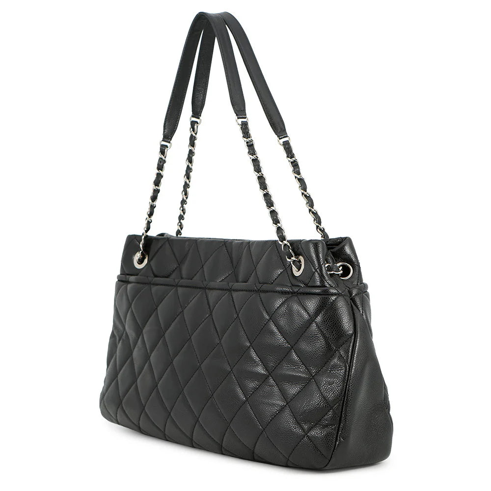Chanel Black Quilted Caviar Large CC Tote Bag