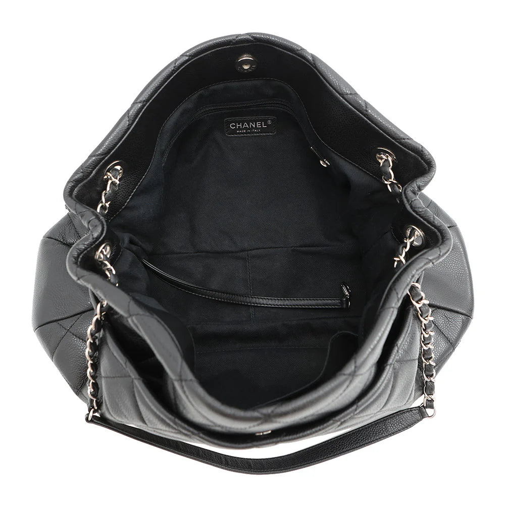 Chanel Black Quilted Caviar Large CC Tote Bag