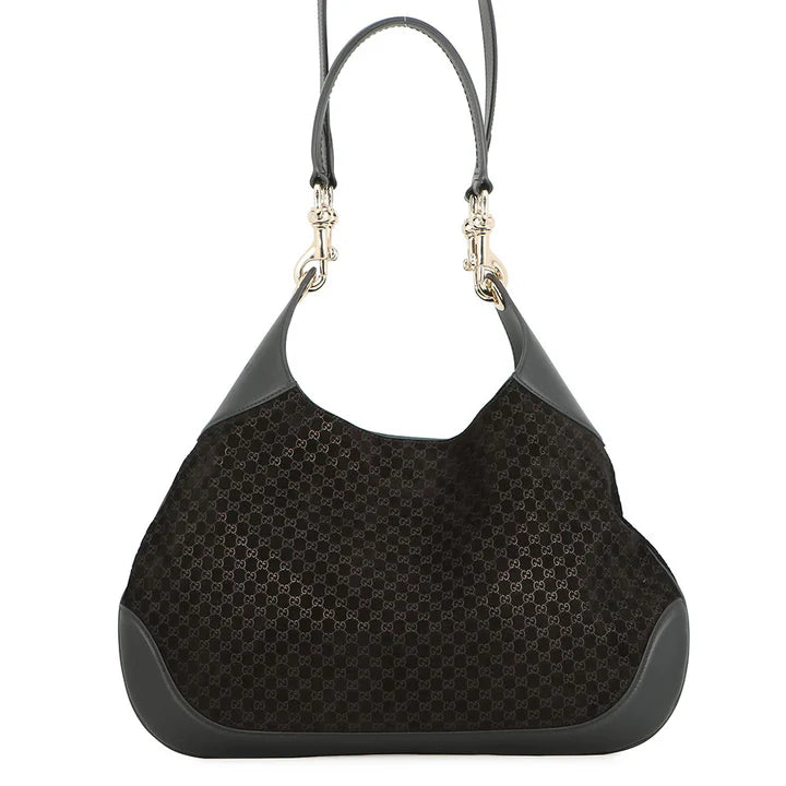 Gucci Black GG Suede Hobo