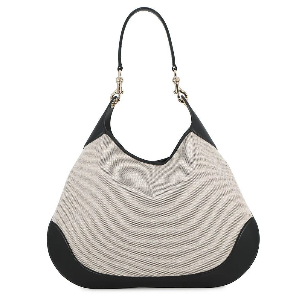 Gucci Beige Canvas Leather Hobo
