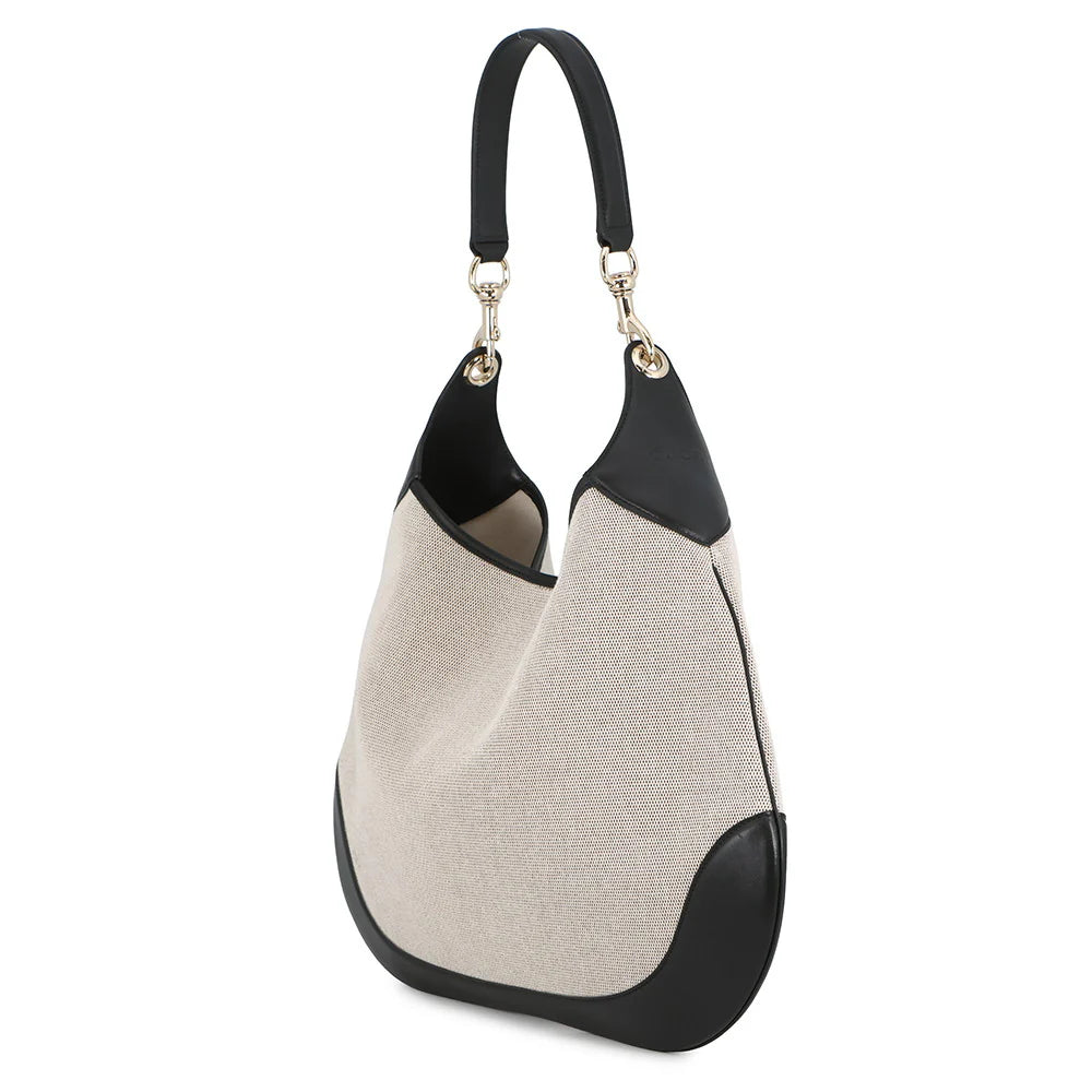 Gucci Beige Canvas Leather Hobo