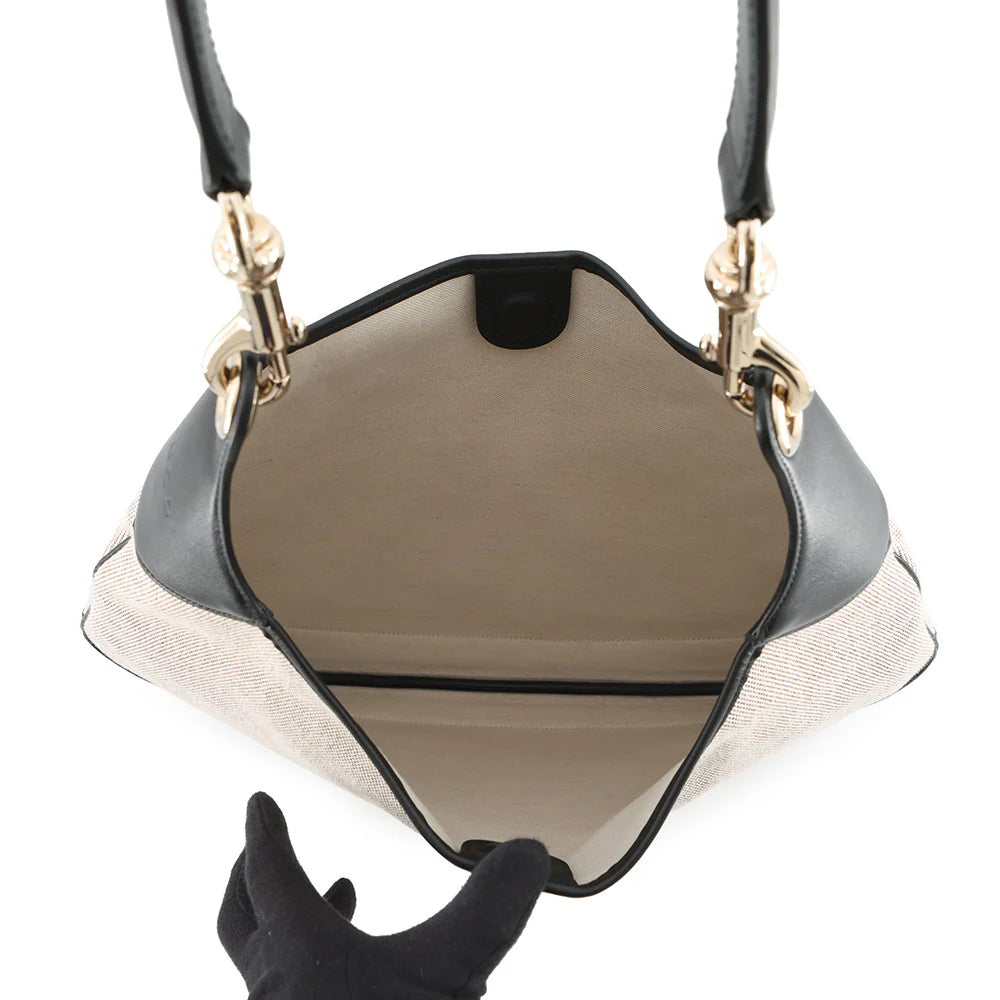 Gucci Beige Canvas Leather Hobo