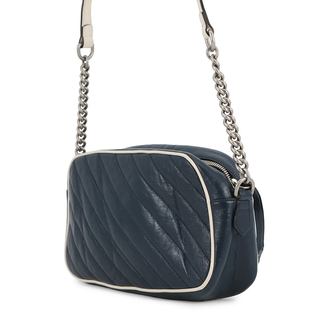 Gucci Navy Quilted GG Marmont Camera Bag