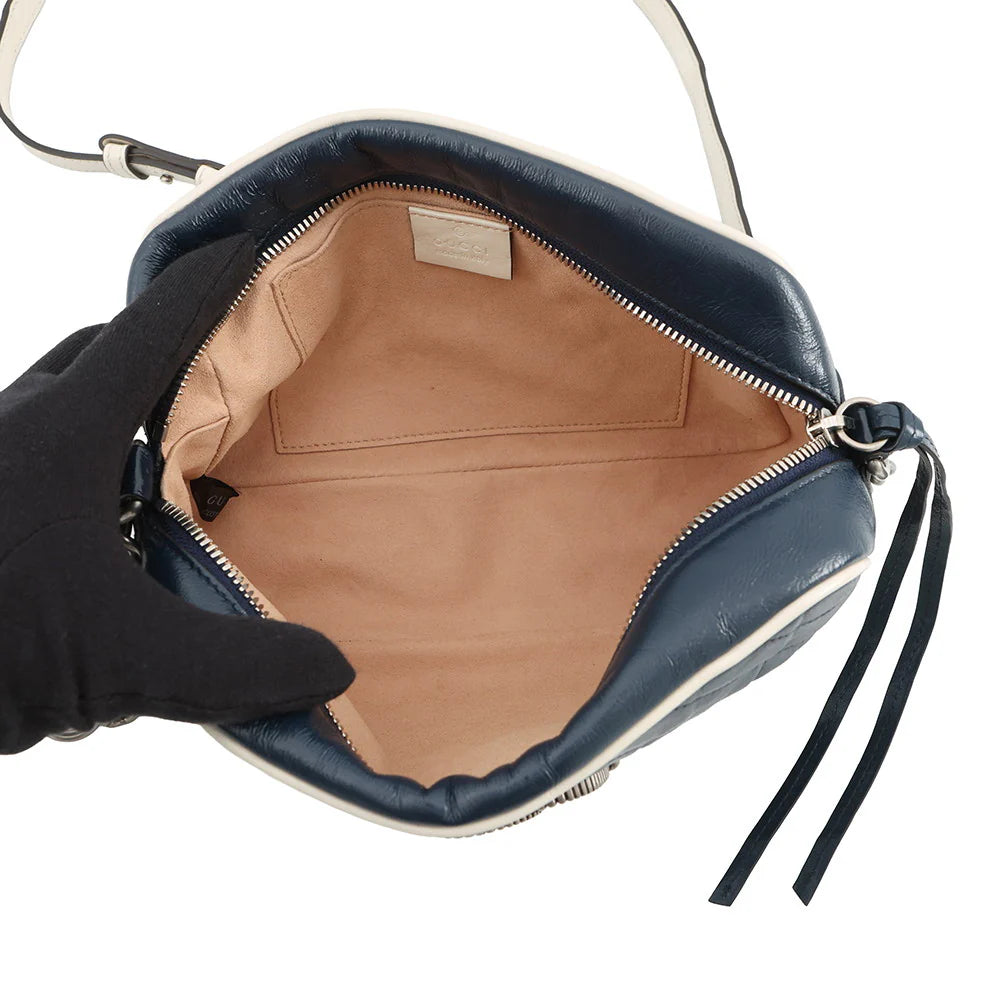 Gucci Navy Quilted GG Marmont Camera Bag