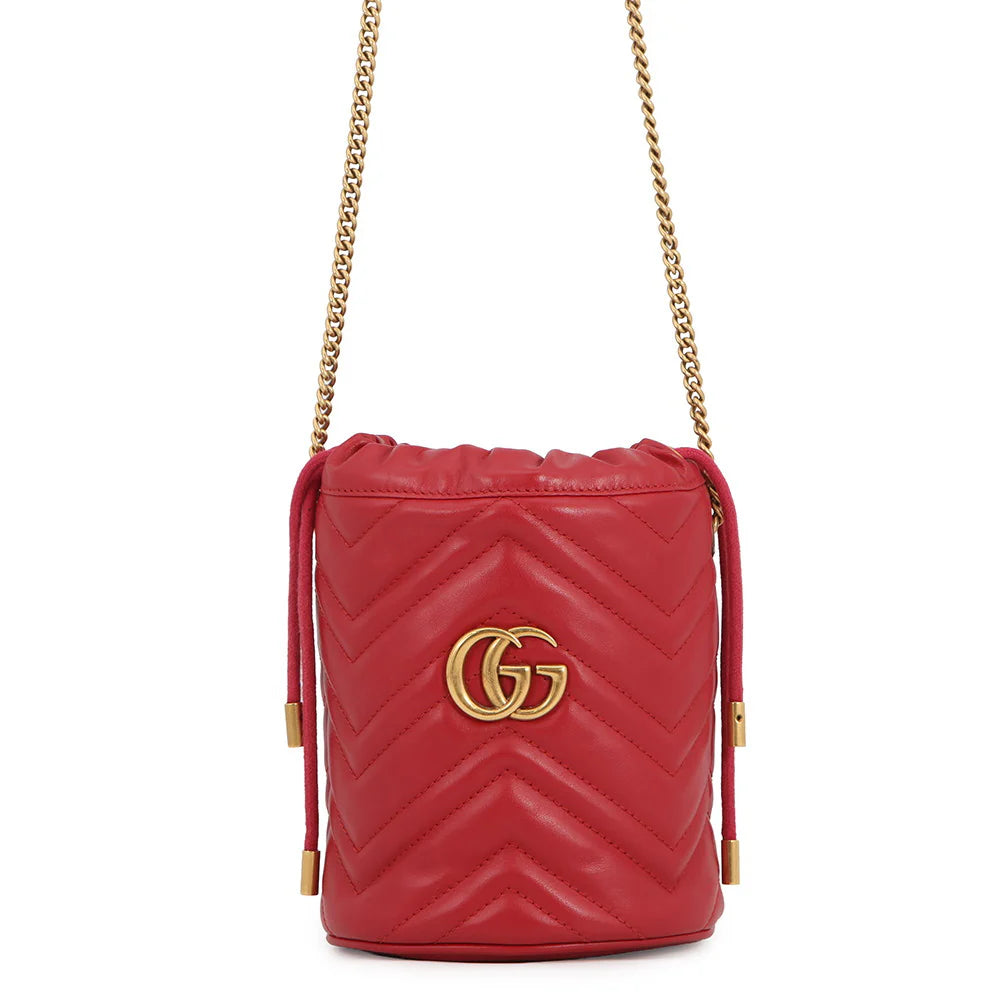 Gucci Red Marmont Bucket Bag
