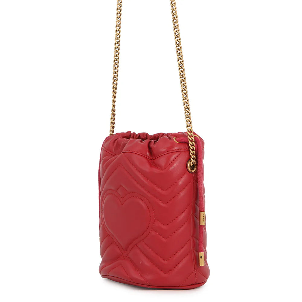 Gucci Red Marmont Bucket Bag