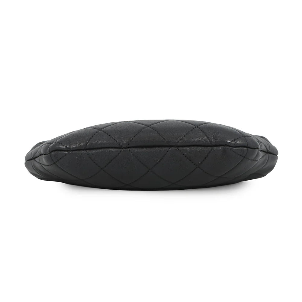 Chanel Black Quilted Hexagon Pearl Handle Bag