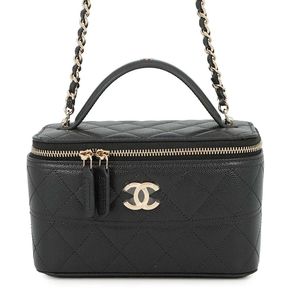 Chanel Black Quilted Caviar Vanity Case