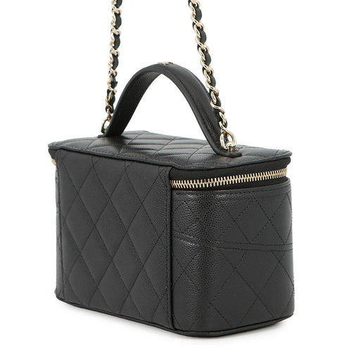 Chanel Black Quilted Caviar Vanity Case