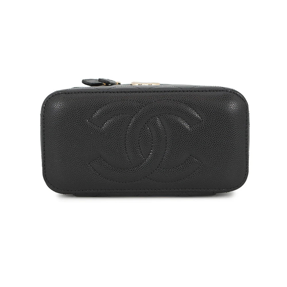 Chanel Black Quilted Caviar Vanity Case