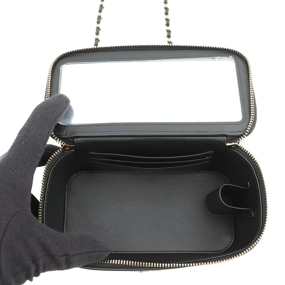 Chanel Black Quilted Caviar Vanity Case