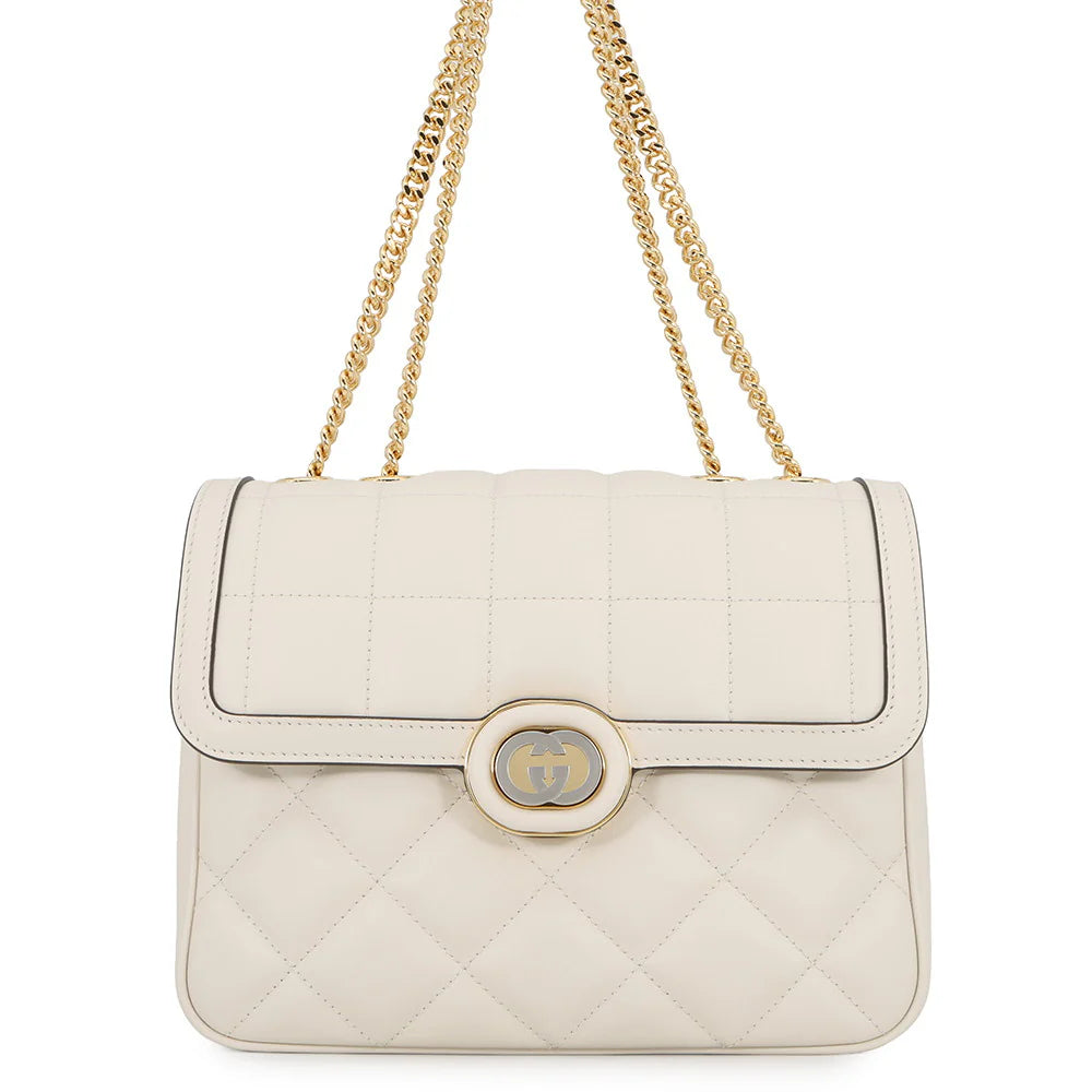 Gucci White Quilted Deco Bag