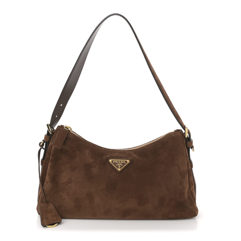 Prada Brown Suede Shoulder Bag