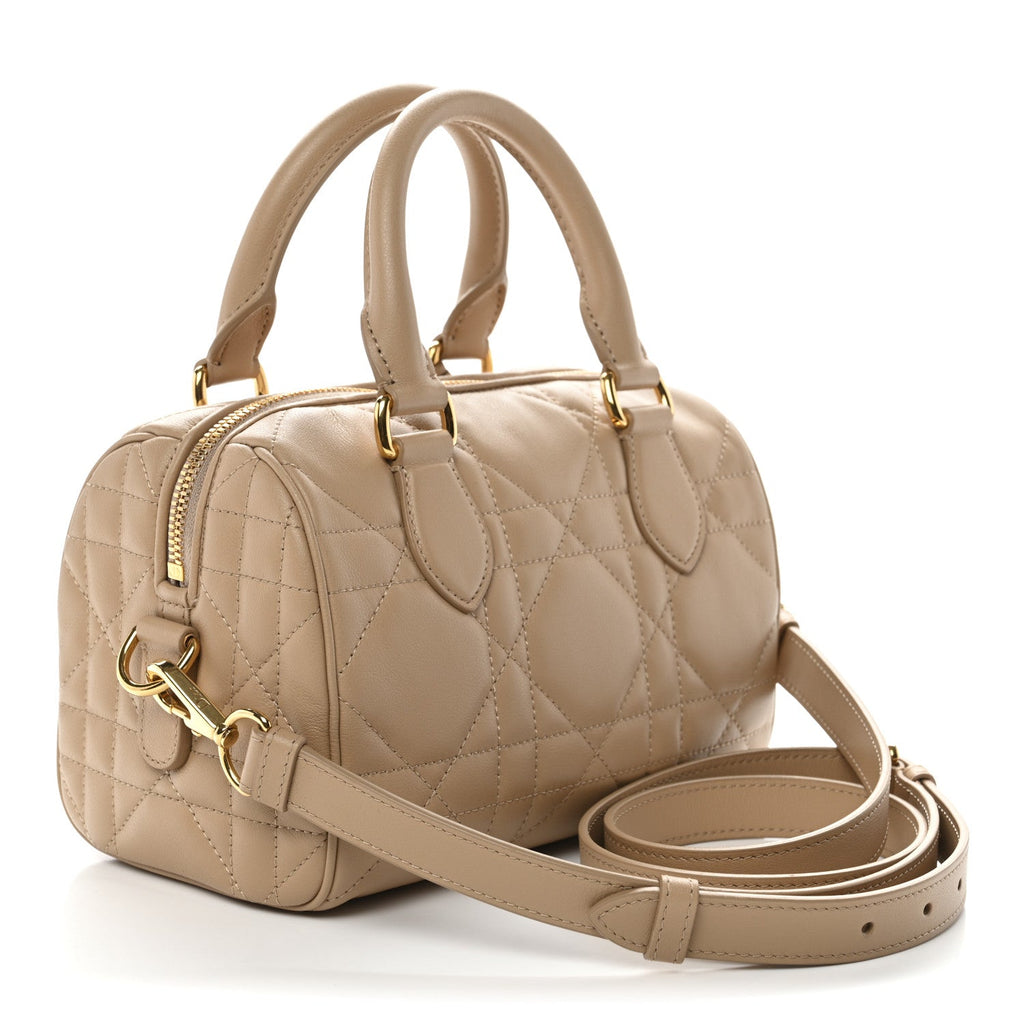 Dior Beige Cannage Leather Bowling Bag