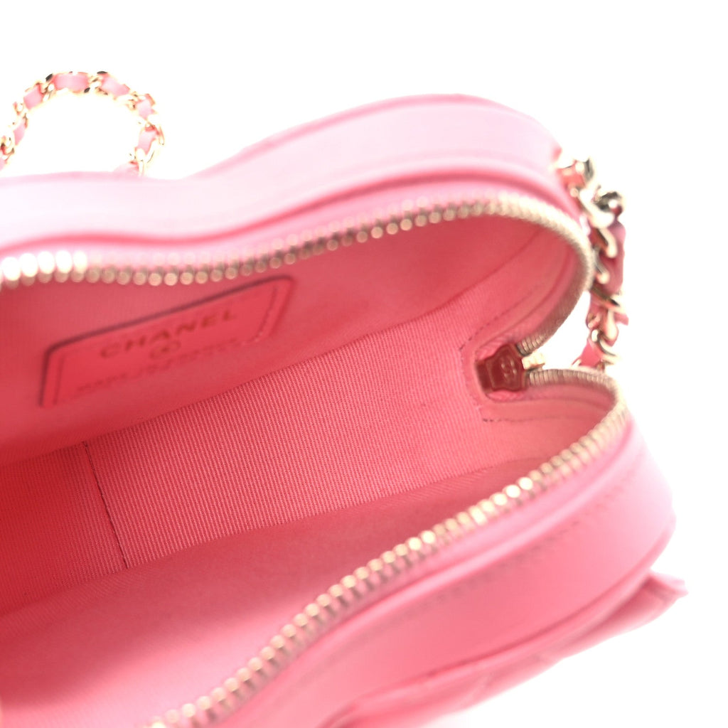 Chanel Pink Quilted Heart Bag