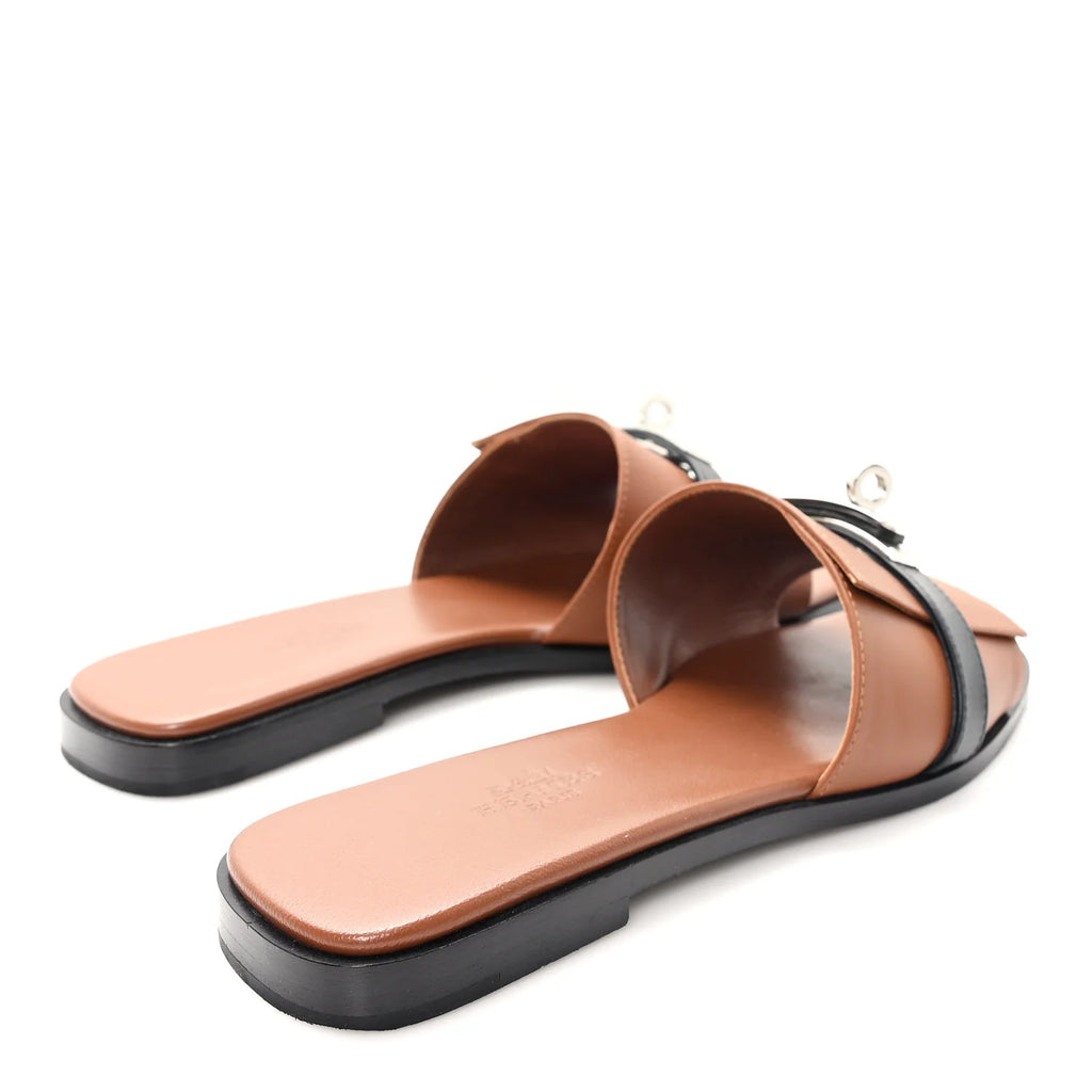 Hermes Brown Leather Empire Sandals