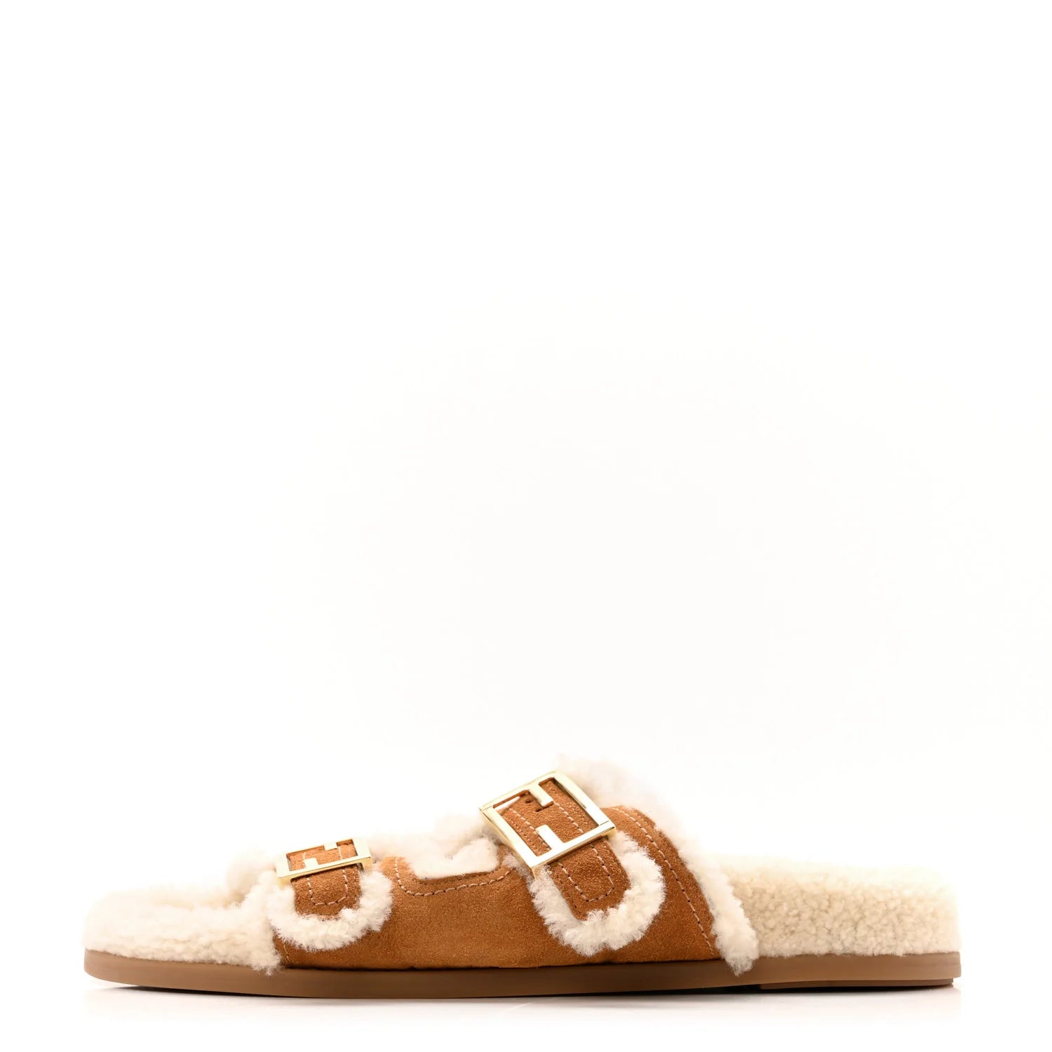 Fendi Suede Shearling FF Slides