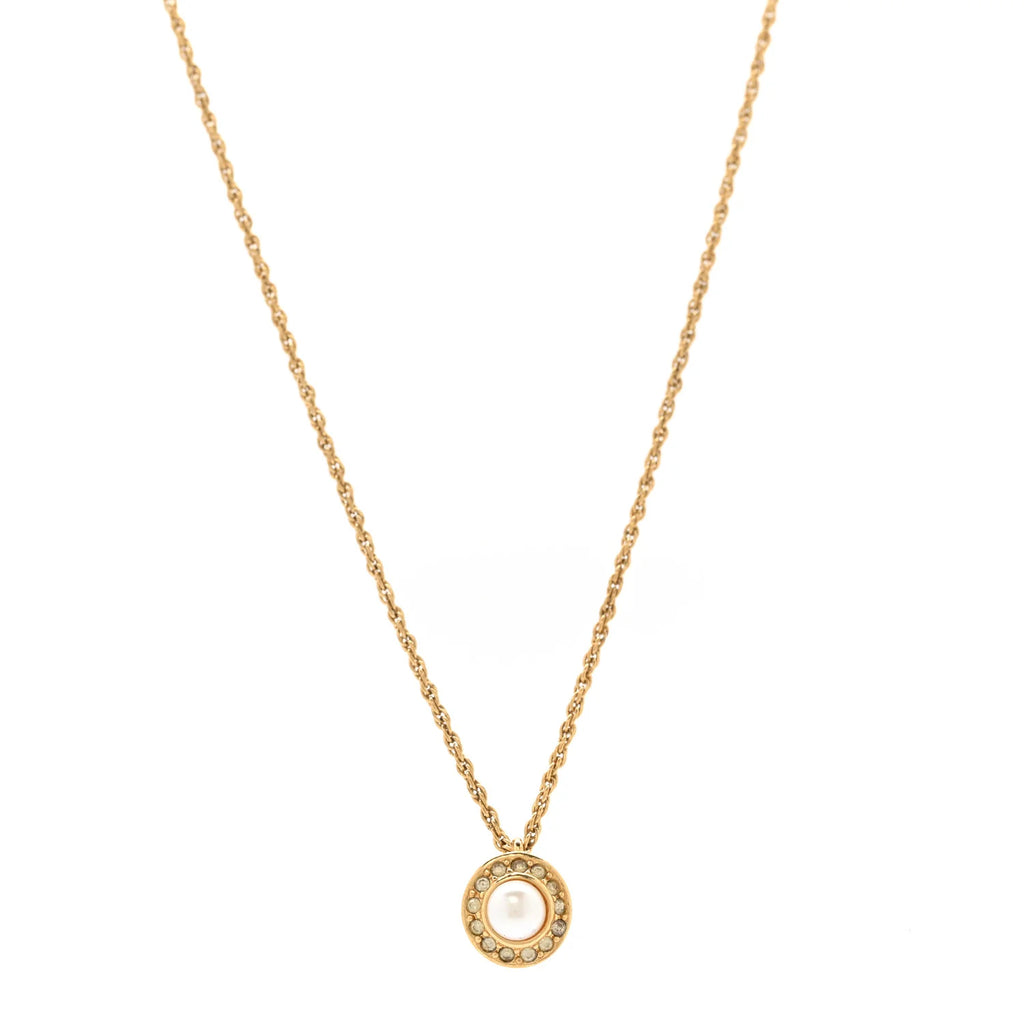 Dior Gold-Tone Pearl Crystal Necklace