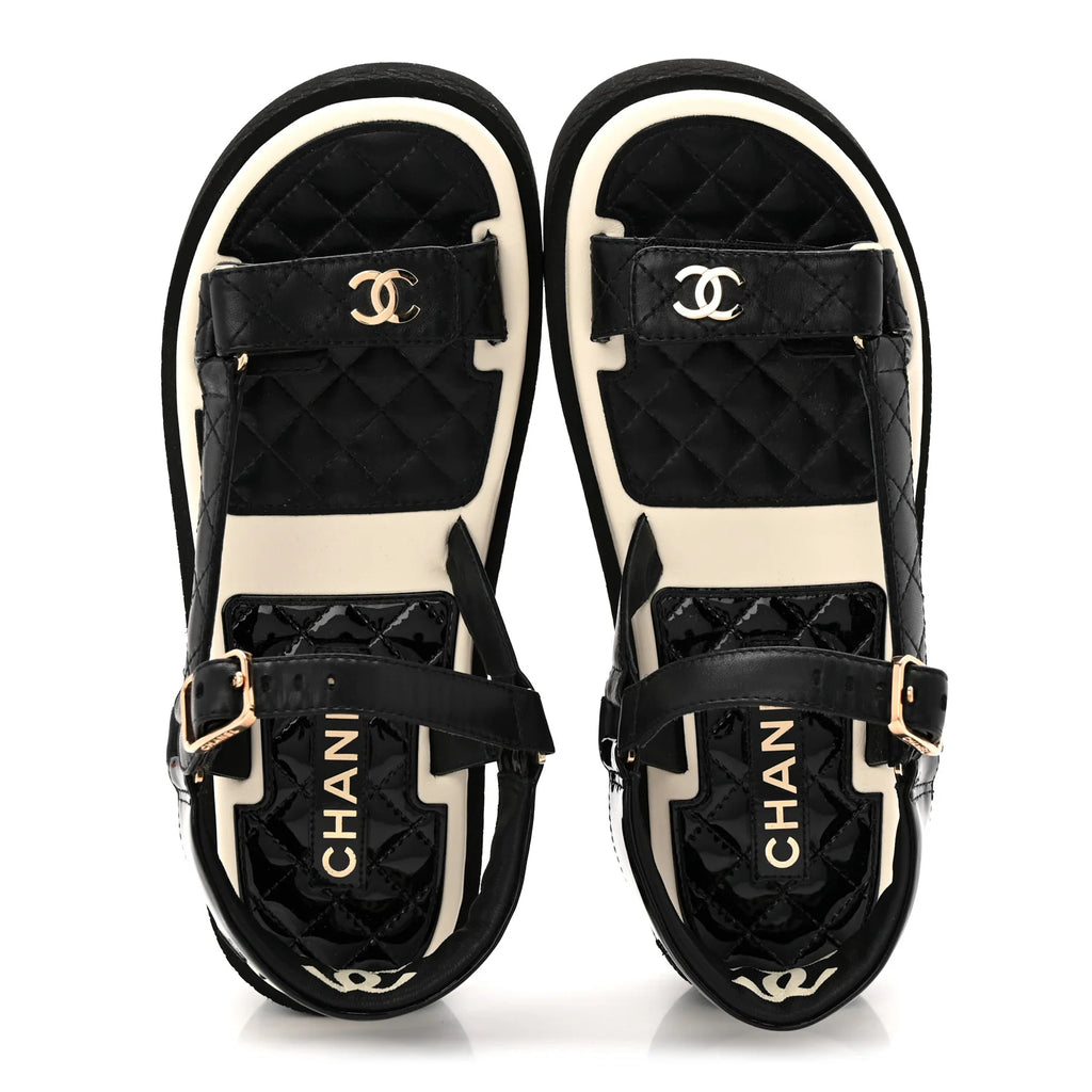 Chanel Black Quilted Platform Sandals