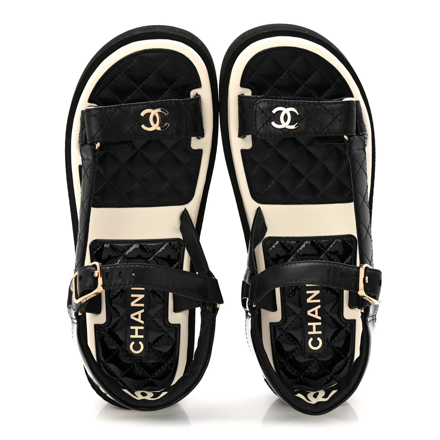 Chanel Black Quilted Platform Sandals