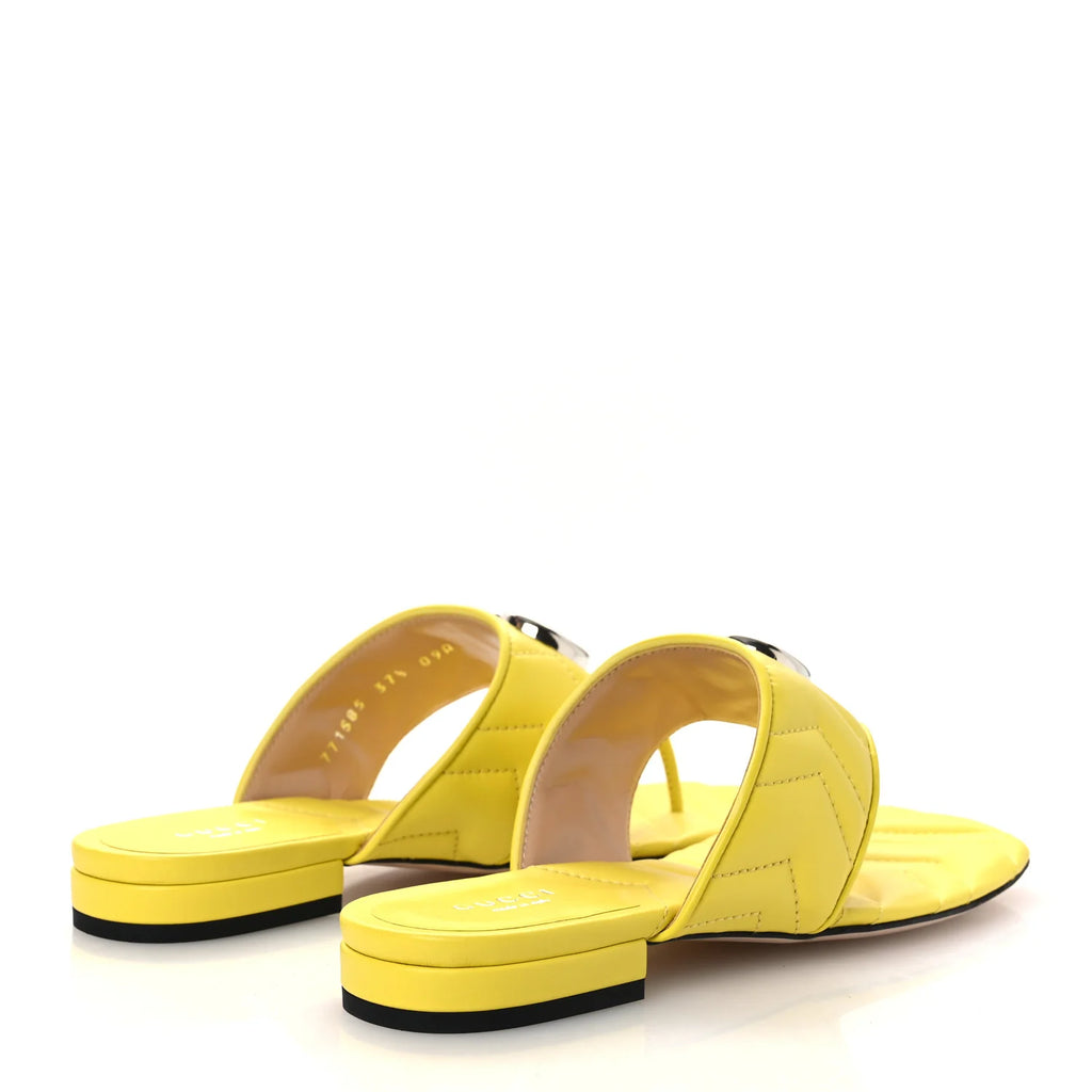 Gucci Yellow Quilted Leather Sandals