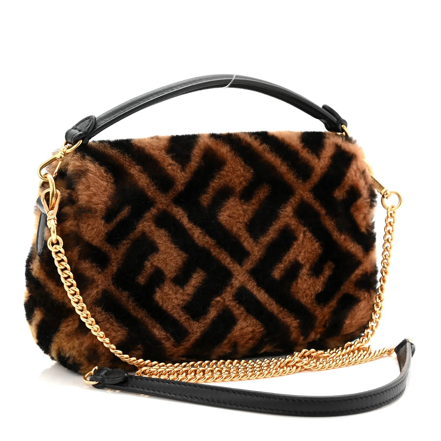 Fendi FF Monogram Shearling Baguette