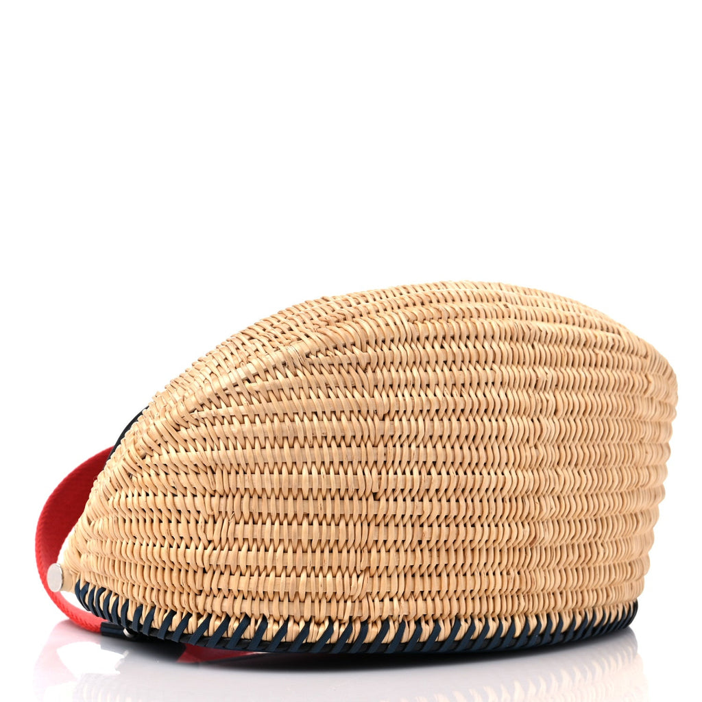 Hermes Wicker Navy Leather Bag