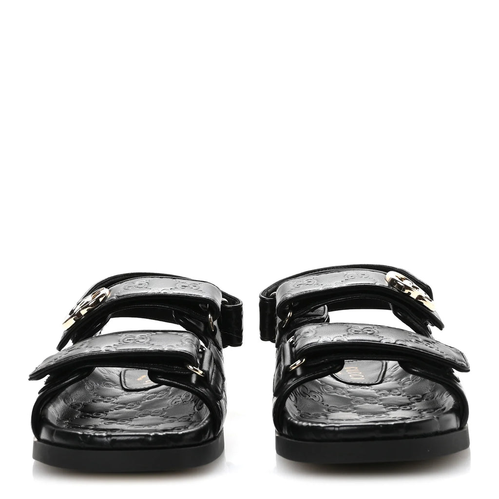Gucci Black GG Embossed Sandals