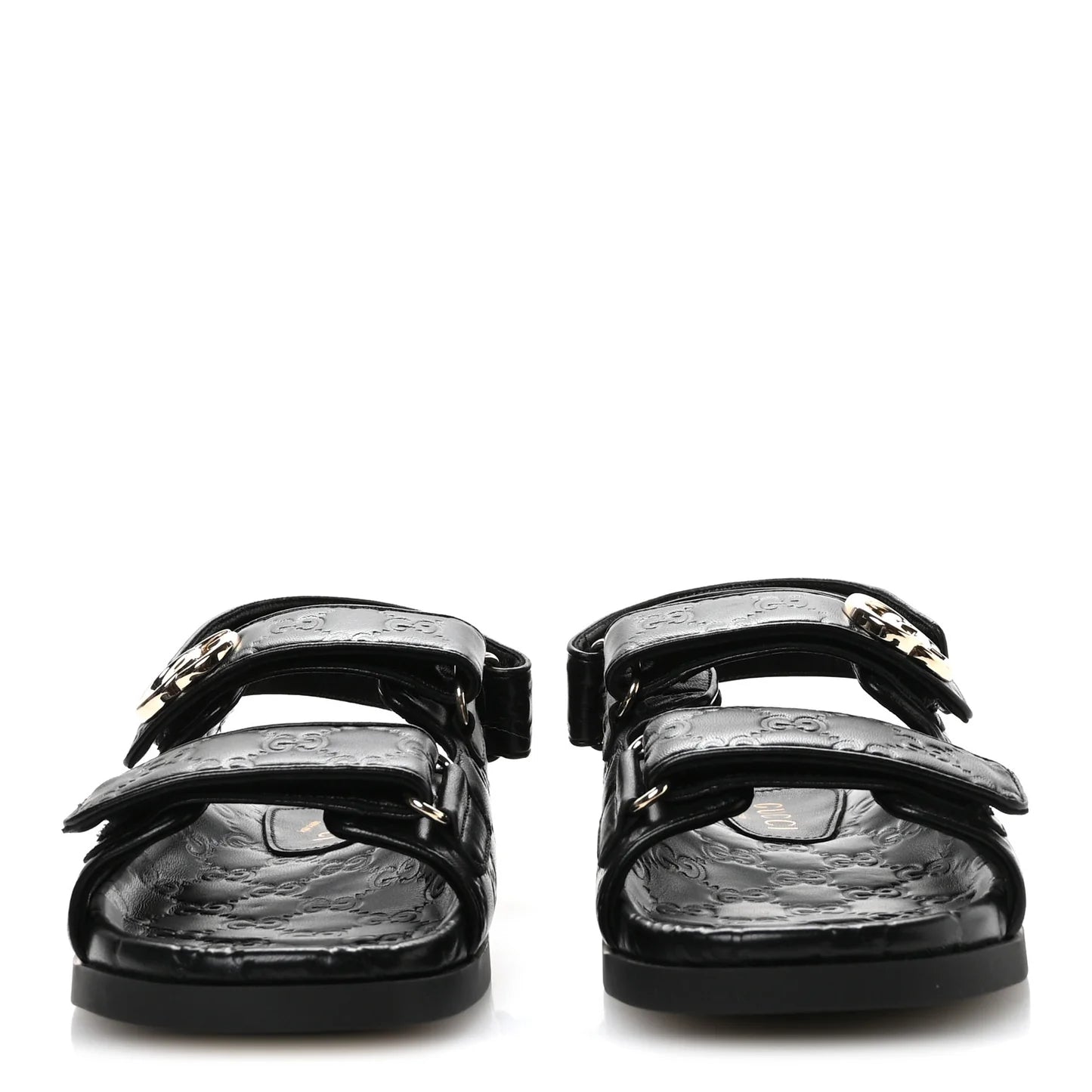 Gucci Black GG Embossed Sandals