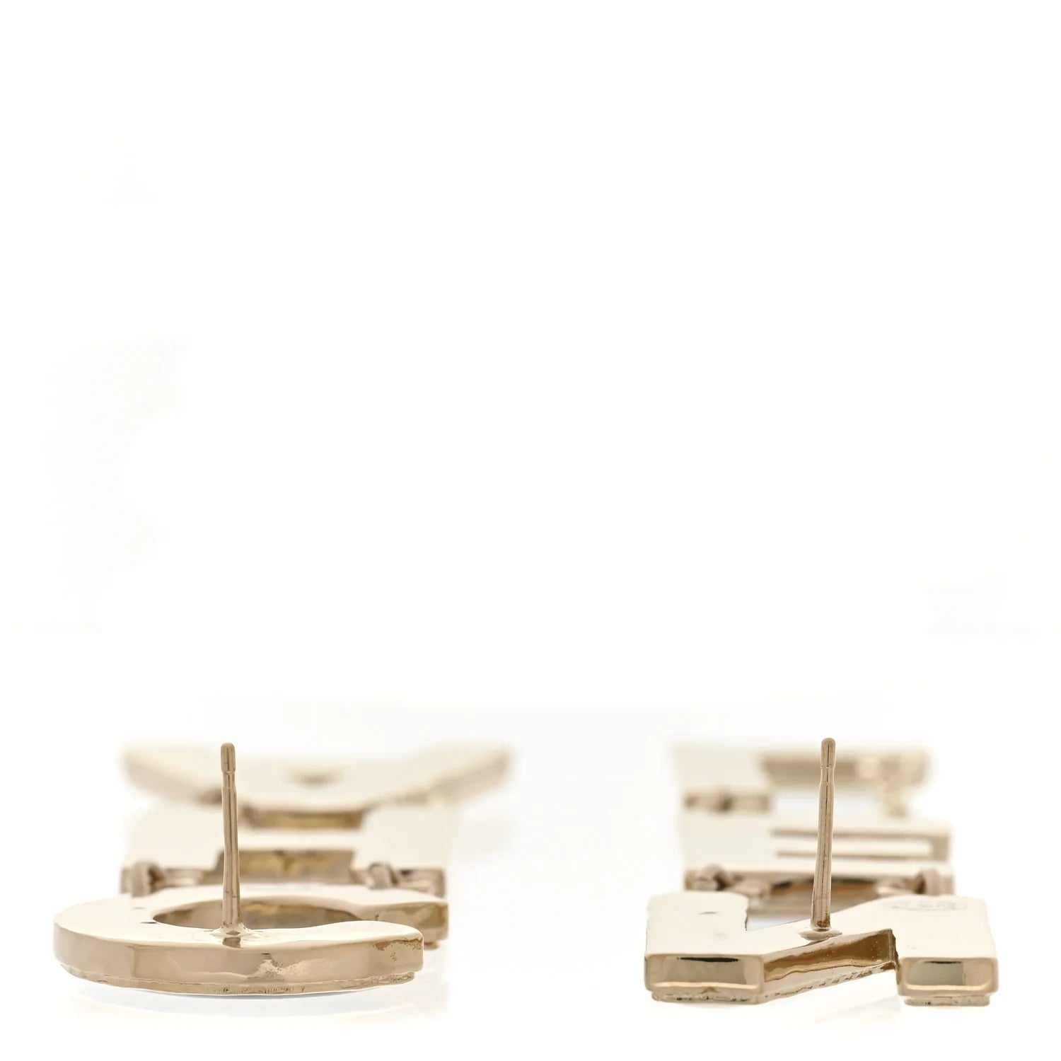 Chanel Gold Bicolor Logo Earrings