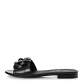 Chanel Black Leather Camellia Sandals