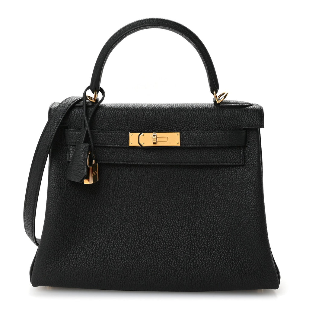 Hermes Kelly Black Grained Handbag