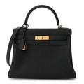 Hermes Kelly Black Grained Handbag