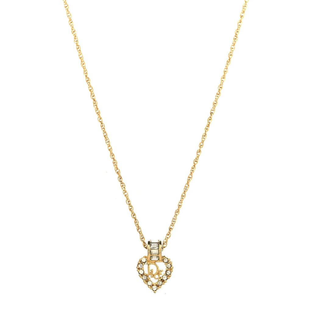 Dior Gold Crystal Heart Necklace