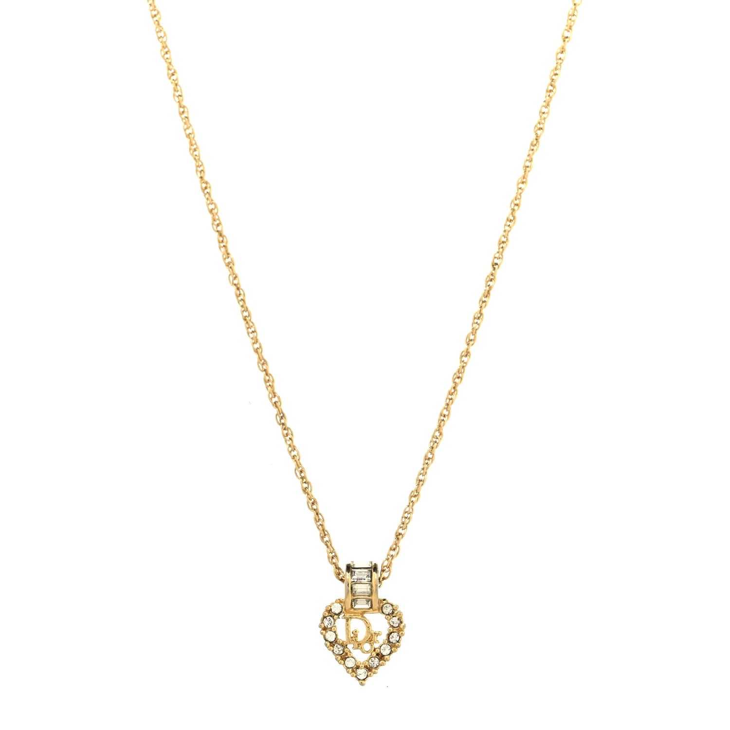 Dior Gold Crystal Heart Necklace