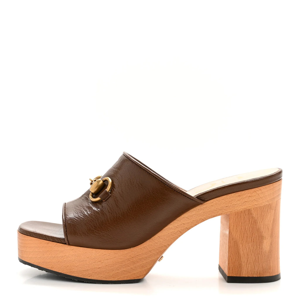 Gucci Brown Leather Horsebit Mules