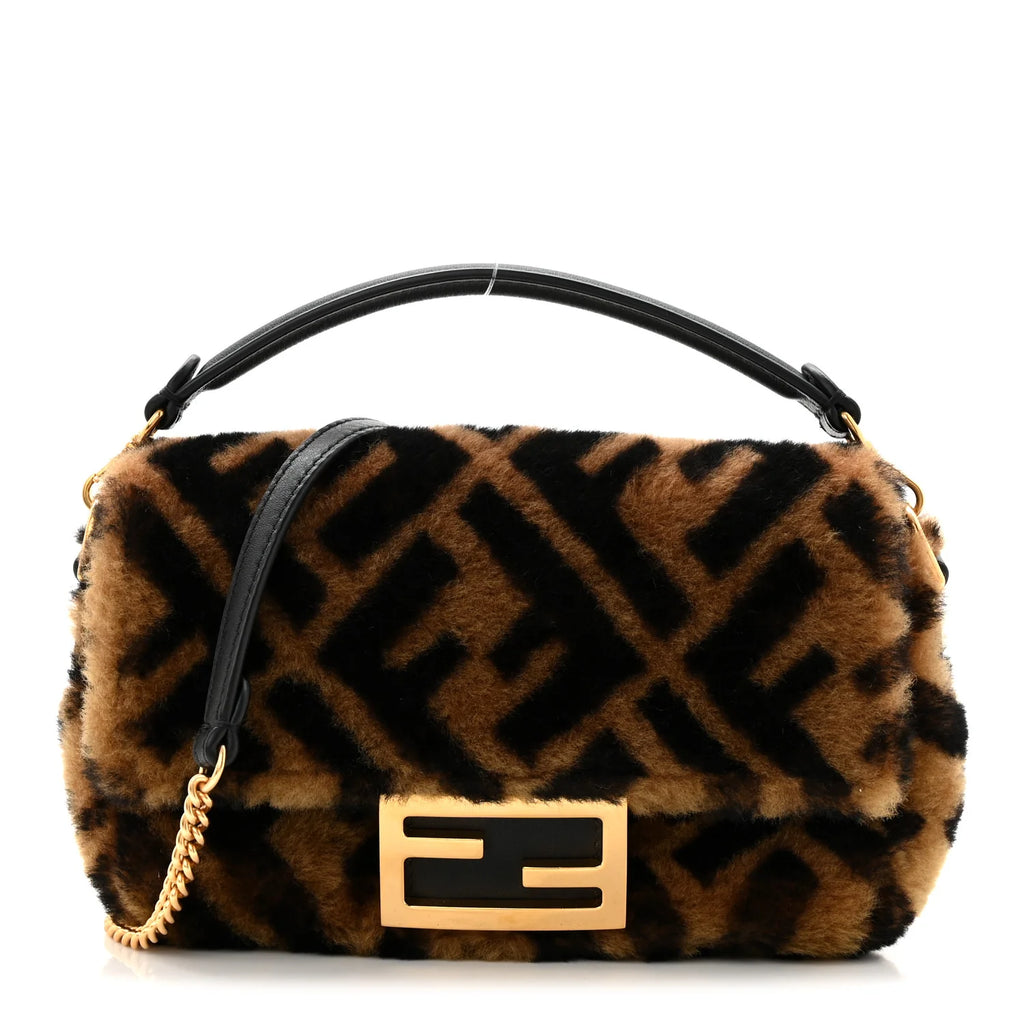 Fendi FF Monogram Shearling Baguette