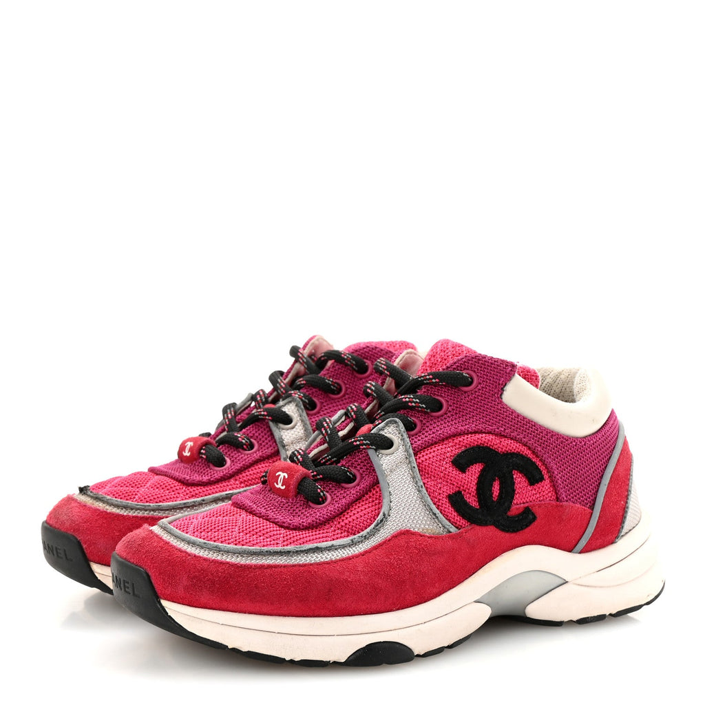 Chanel Pink Suede CC Sneakers