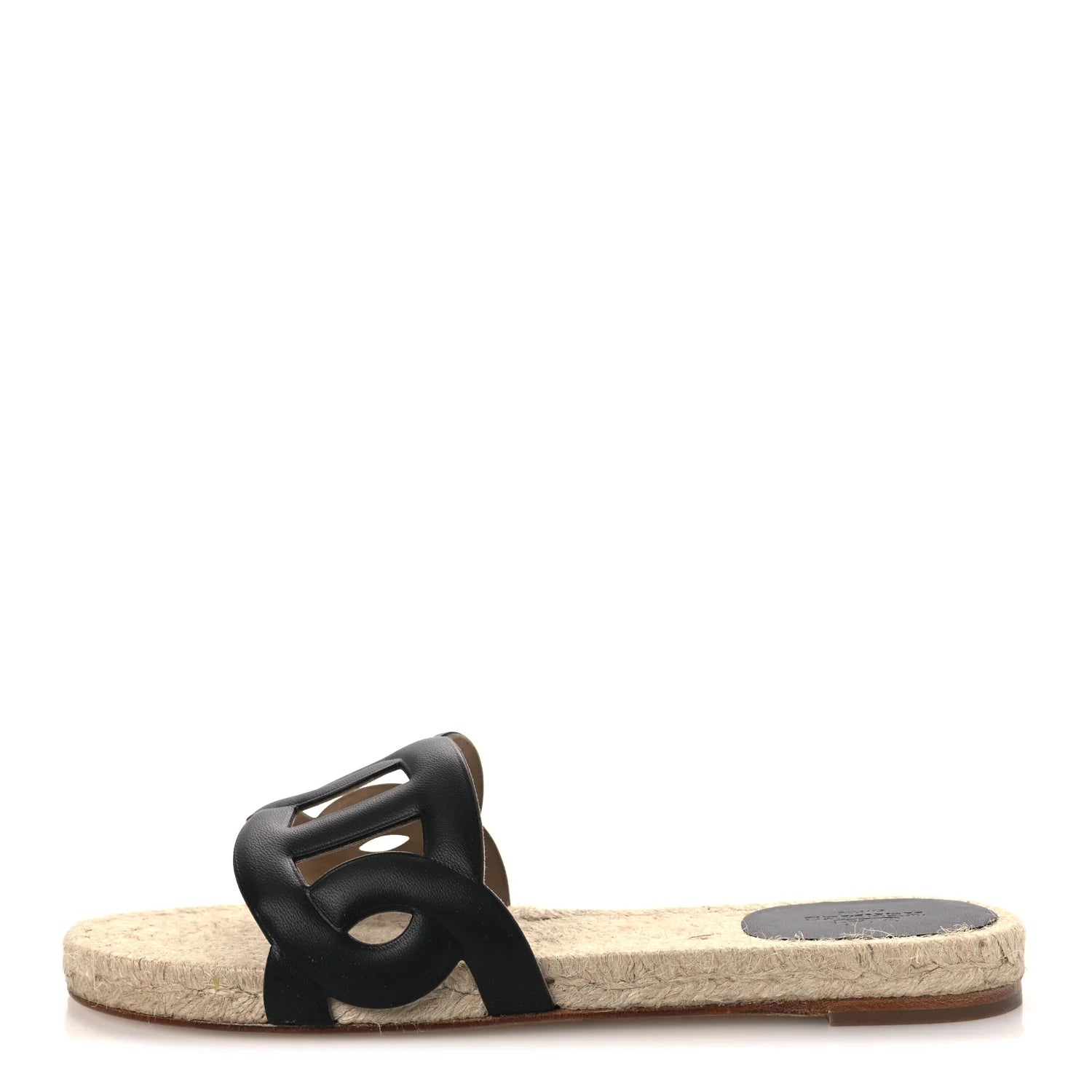Hermes Black Antigua Espadrille Slides