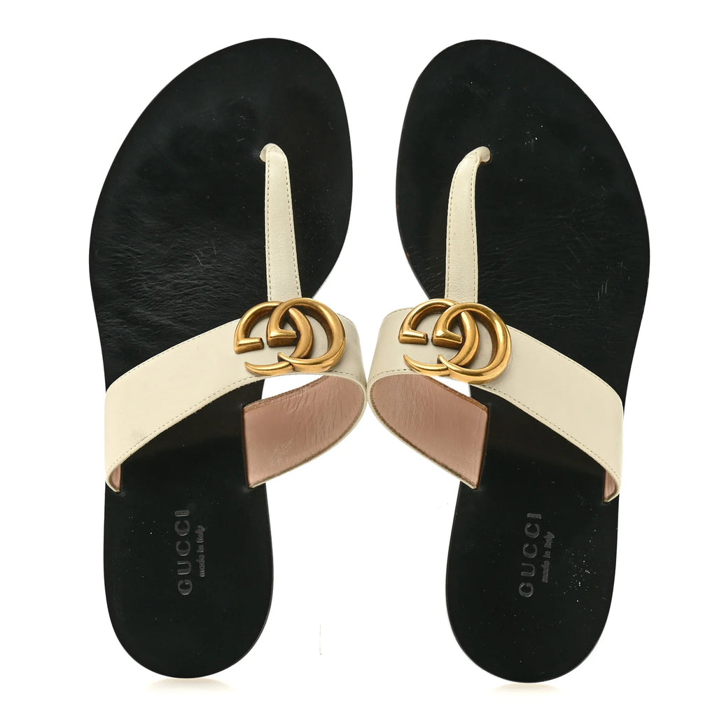 Gucci Off-White Leather Thong Sandals