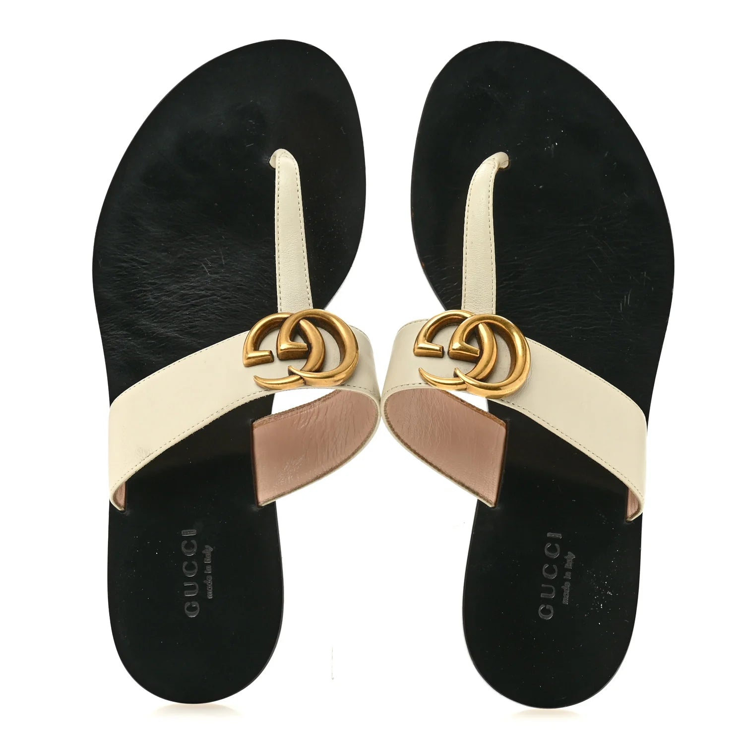 Gucci Off-White Leather Thong Sandals