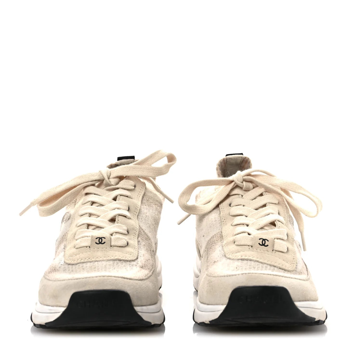 Chanel Beige Suede CC Sneakers