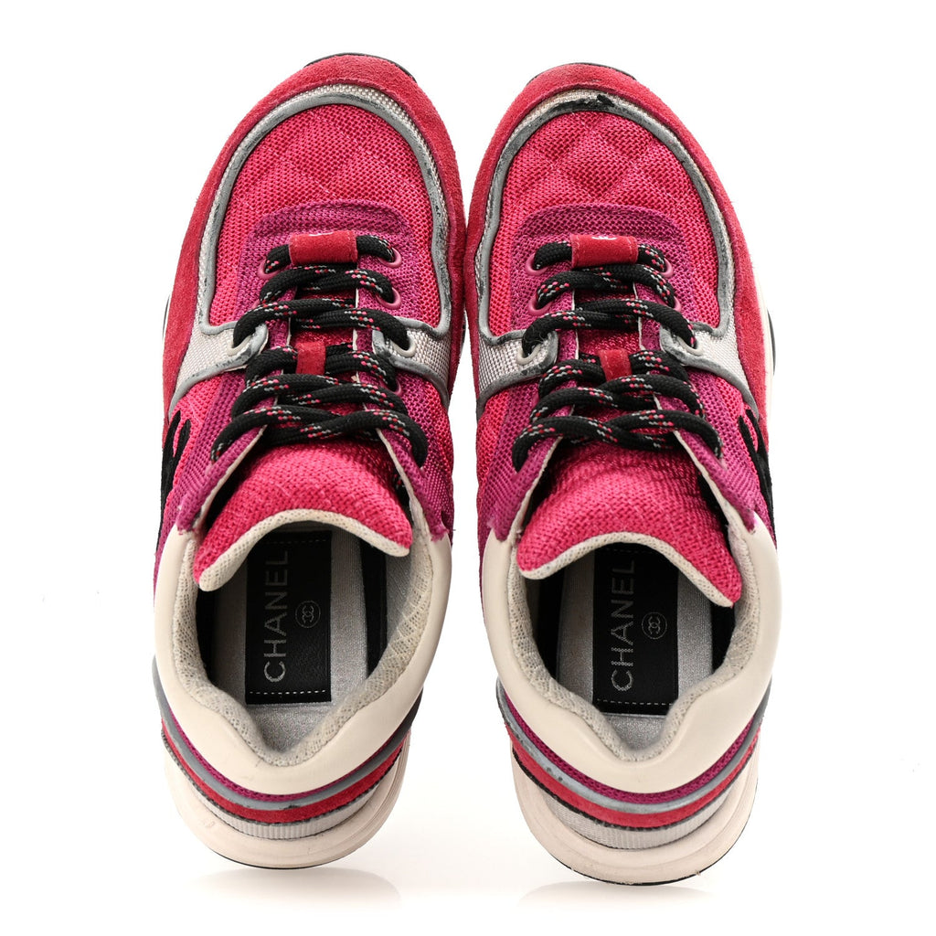 Chanel Pink Suede CC Sneakers