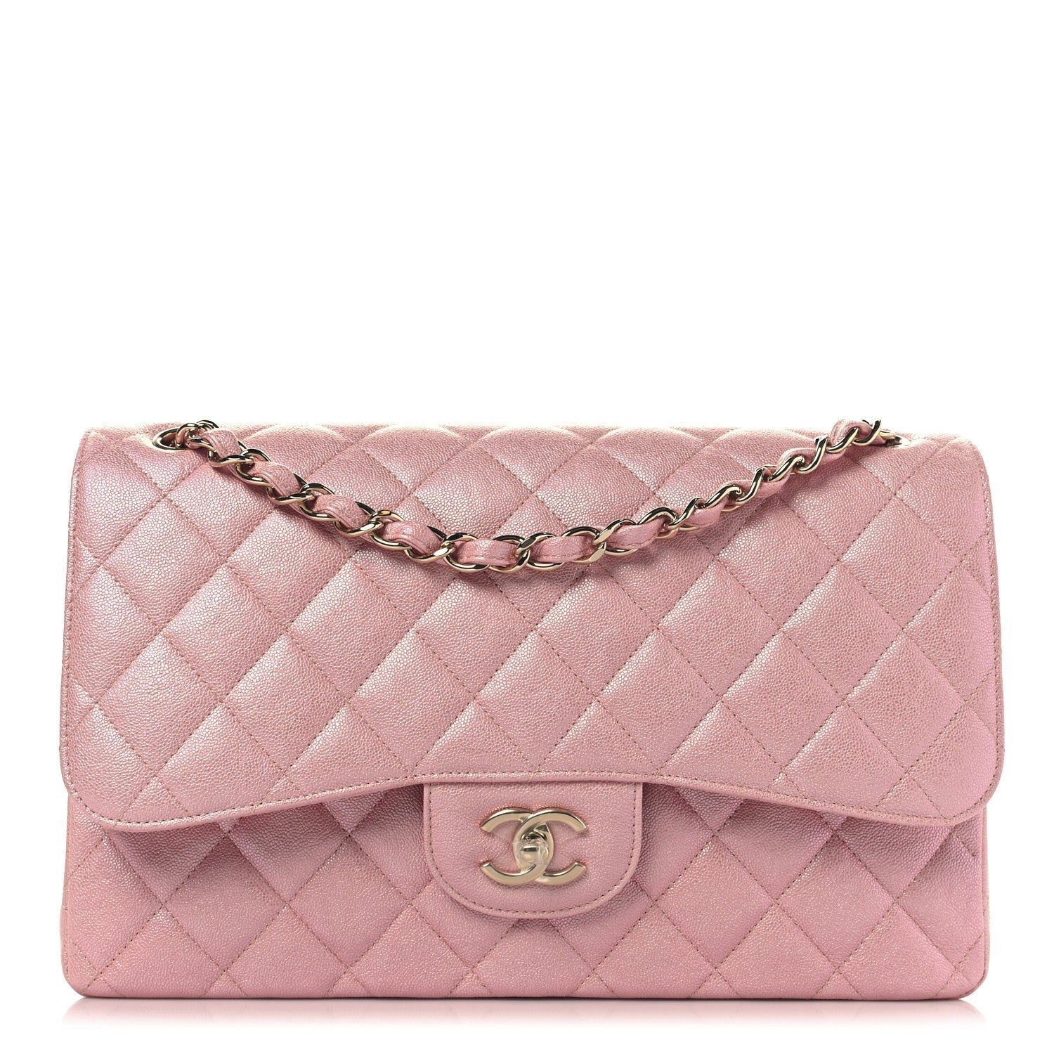 Chanel Pink Quilted Caviar Flap