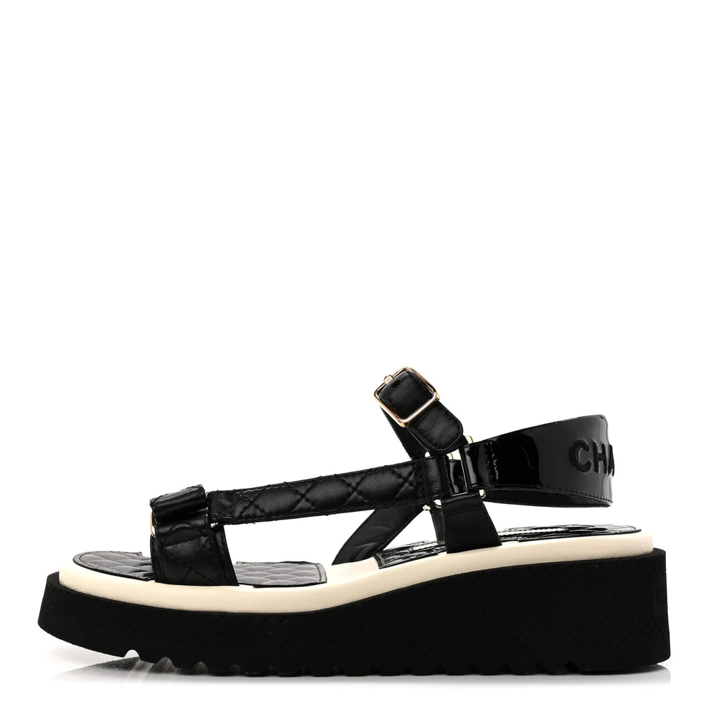 Chanel Black Quilted Platform Sandals