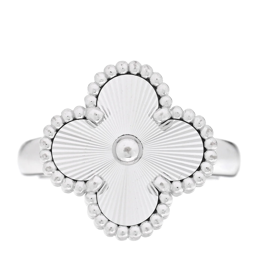 Van Cleef White Gold Guilloché Ring