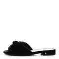 Chanel Black Velvet Camellia Slides