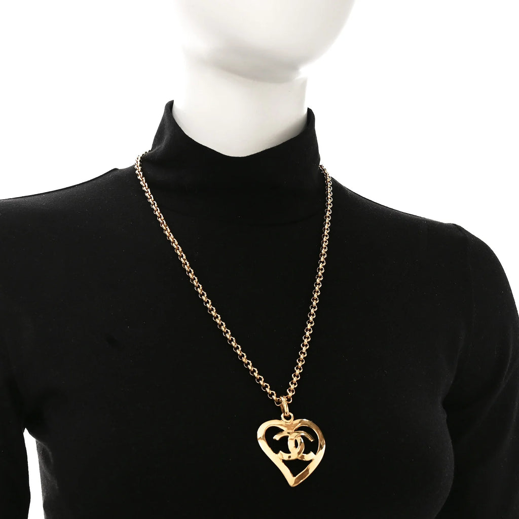 Chanel Gold CC Heart Necklace