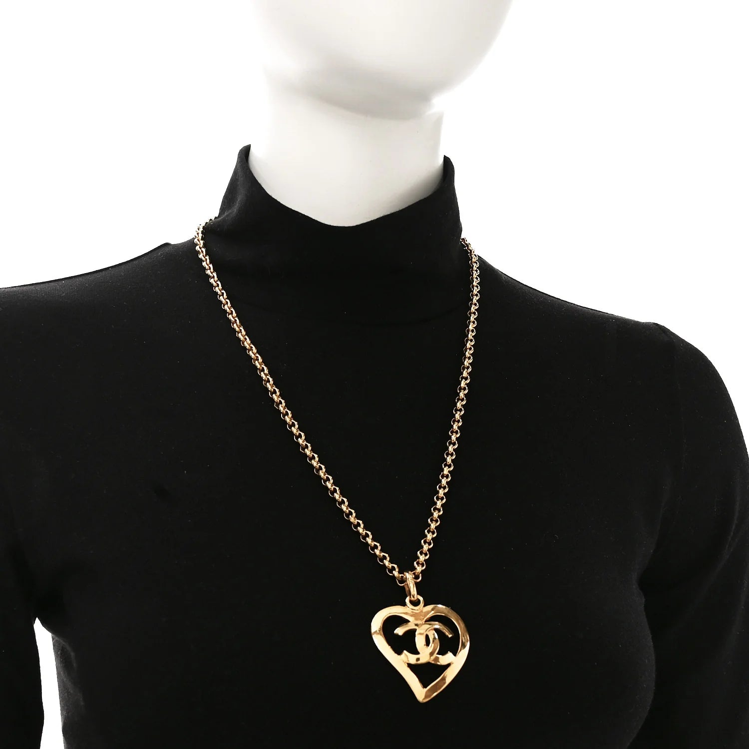 Chanel Gold CC Heart Necklace